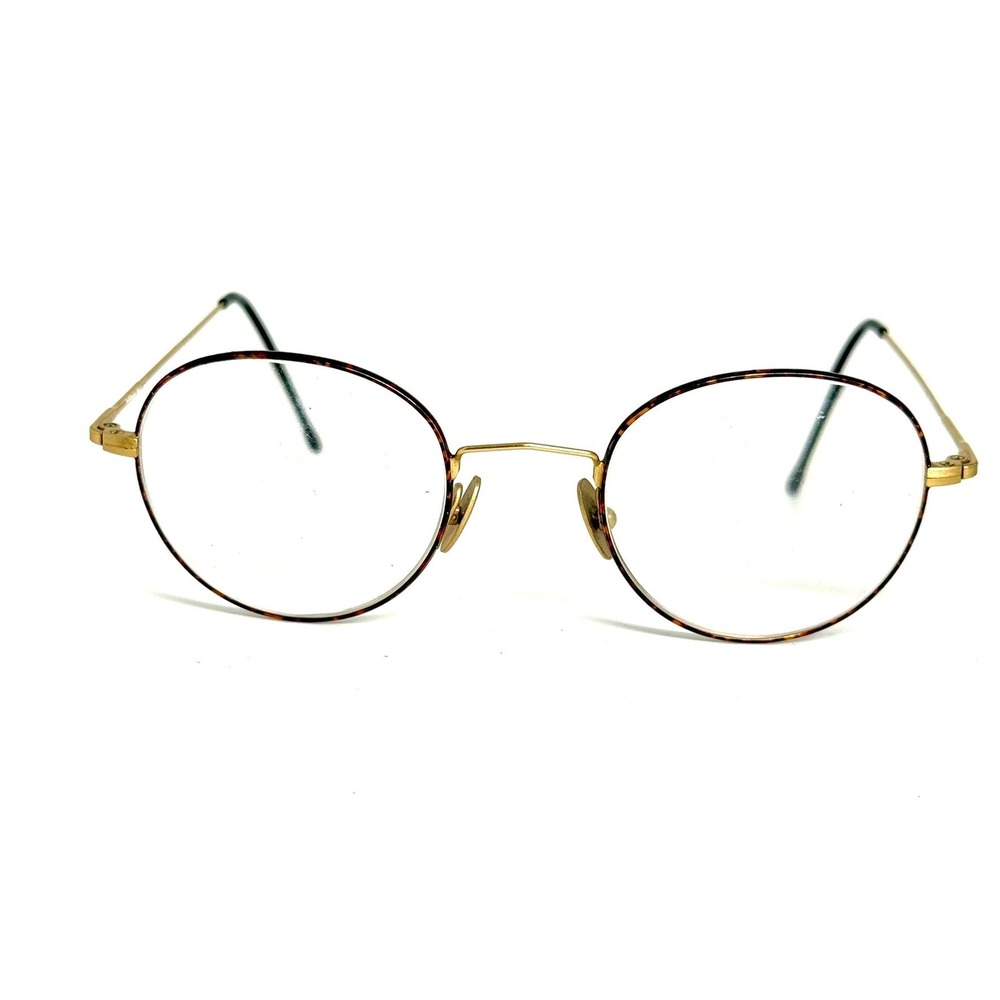 Earth Elements SM II Vintage Round Eyeglasses‎ Gold Tortoise Frame Italy 140 TO